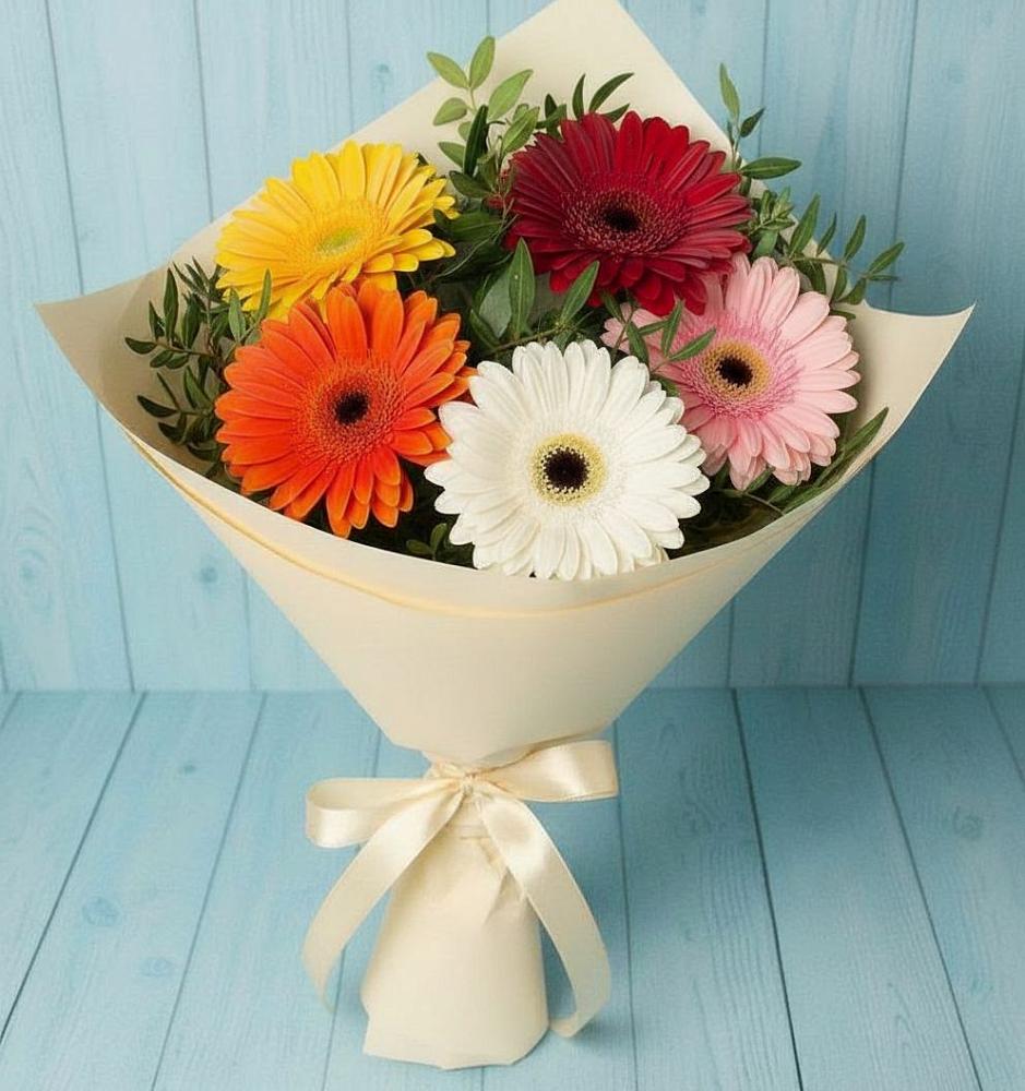 Букет праздник в Сенгилее Букет цветов из: Герберы в Сенгилее