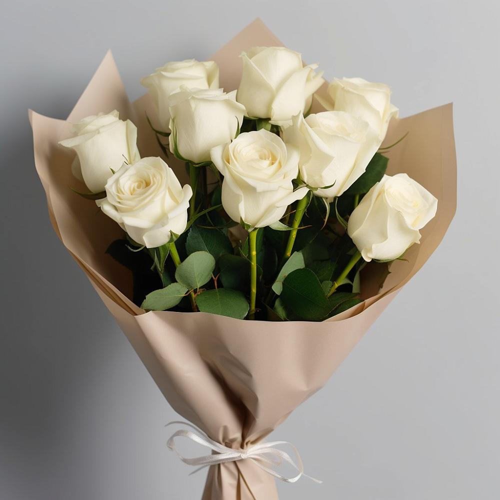 Букет 9 Белых роз Эдлесс Лав в Сенгилее