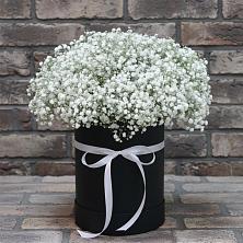 Цветочная композиция из Гипсофила в шляпной коробке в Сенгилее
