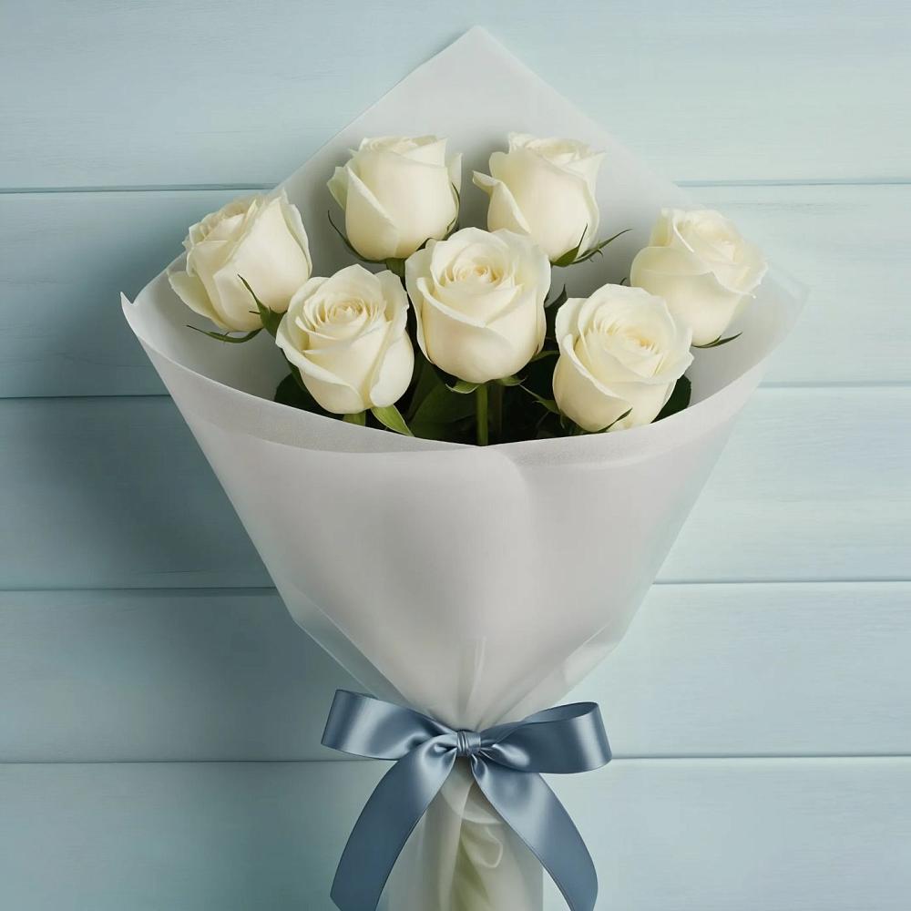 Букет 7 Белых роз Эдлесс Лав в Сенгилее